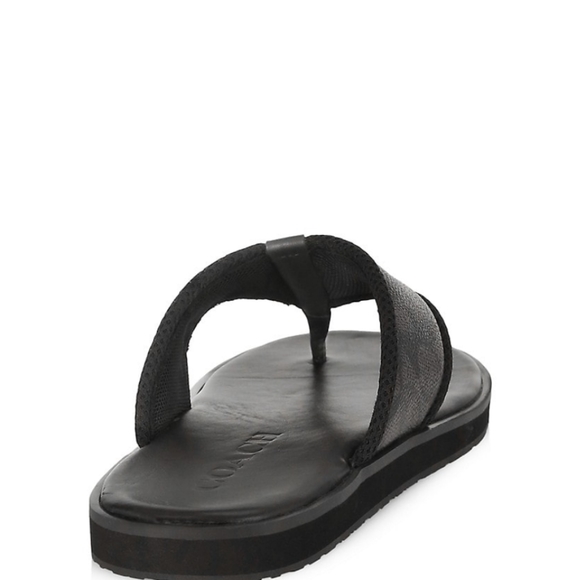 Coach Logo Jacquard Leather Flip-Flops - Picture 2 of 8